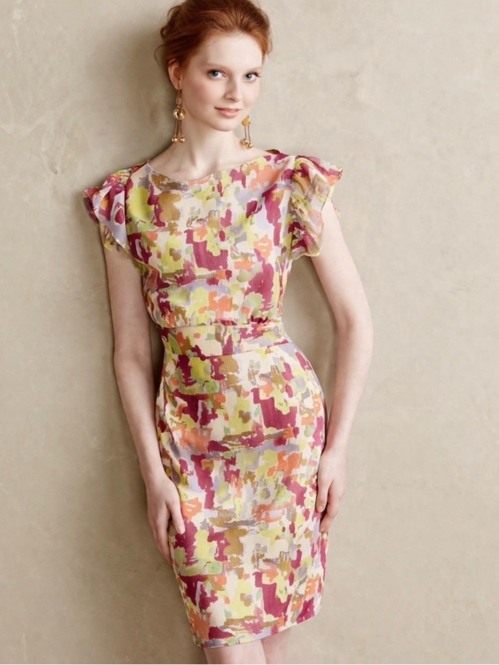 Anthropologie James Coviello Petal Impressions Sheath Dress